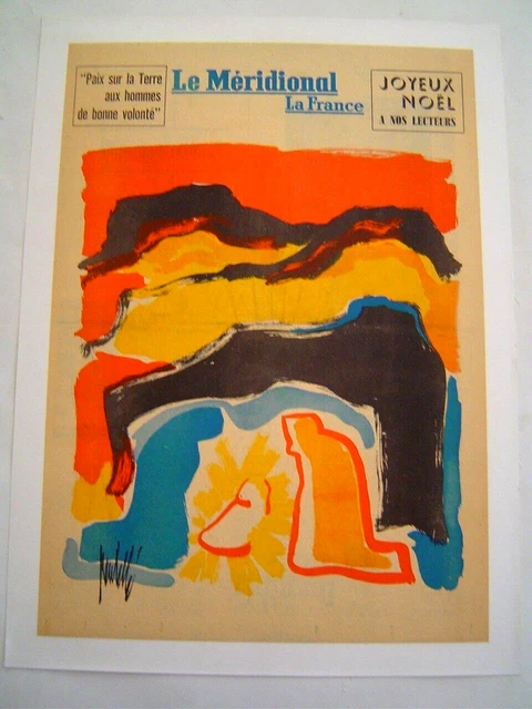 AFFICHE COUVERTURE ancienne : JOURNAL LE MERIDIONAL / NOEL par peintre PROVENCE