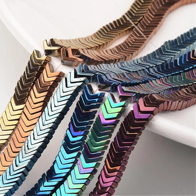 50 Stück Zwischenperlen 4x6x3mm synthetische Hämatit Perlen Bunt Pfeil K-1046