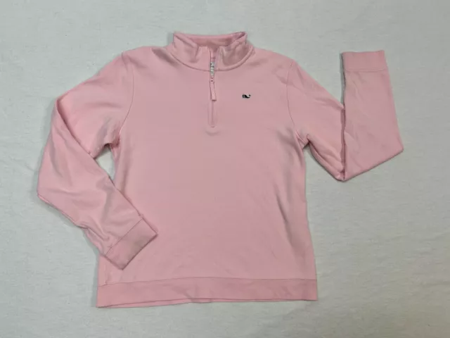 Girls VINEYARD VINES Pink 1/4 Zip Pullover Mock Neck Long Sleeve Top Sz L 14