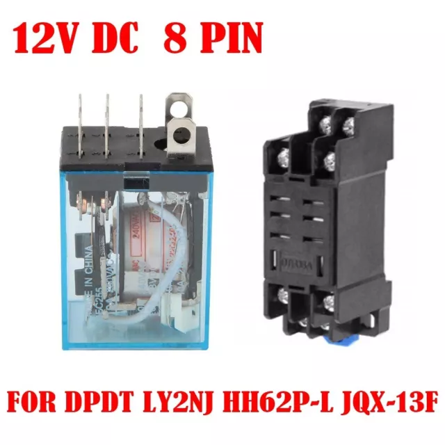 Relais Et Douille Base Inclus 10A Dpdt LY2NJ HH62P-L JQX-13F 8-Pin 12V Dc