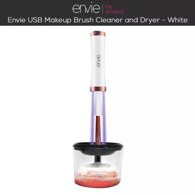 Envie Makeup Brush Cleaner & Dryer with UV Light & Rechargeable USB Cable, White