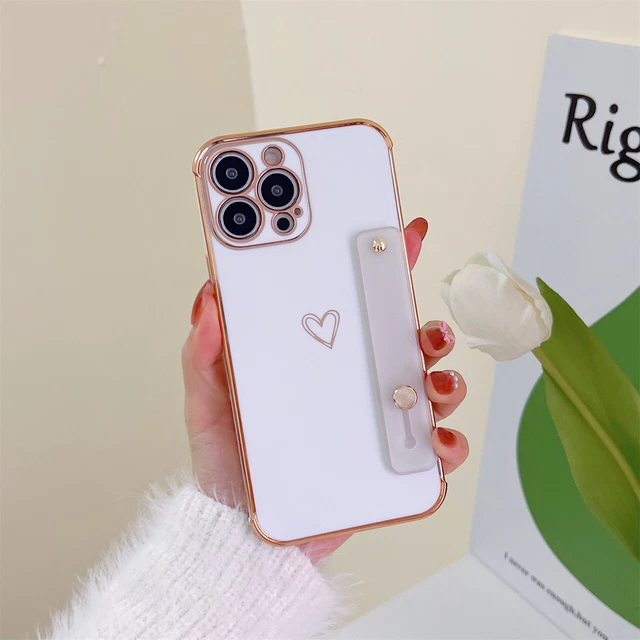 Cute Love Heart Wrist Strap Case For iPhone 14 Pro Max 13 Pro Max 12 11 XS XR 78