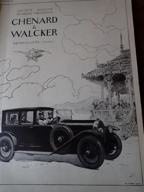 CHENARD & WALCKER + BALLOT 2 litres publicité papier ILLUSTRATION AUTO 1924 col