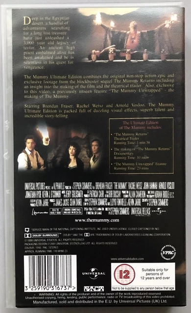 THE MUMMY ULTIMATE Edition VHS Brendan Fraser Rachel Weisz Sci Fi ...