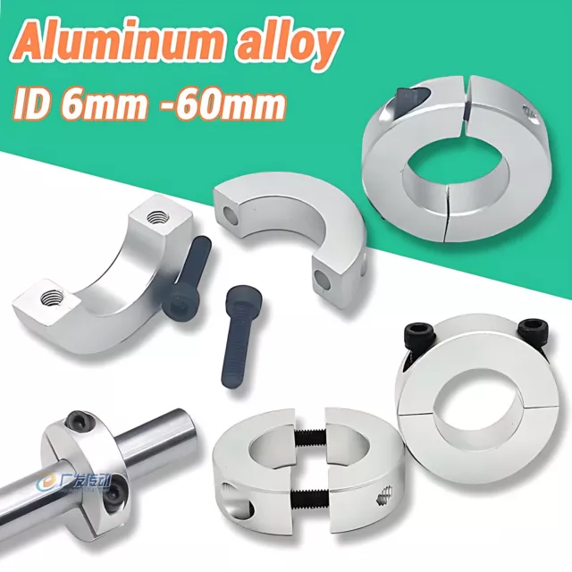 ID 6mm to 60mm DOUBLE SPLIT ALU NEW CLAMPING Aluminum alloy COLLAR Silver