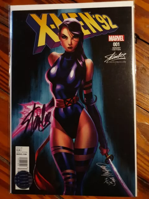 X-Men 92 #1 J Scott Campbell Psylocke color variant signed by Stan lee NM