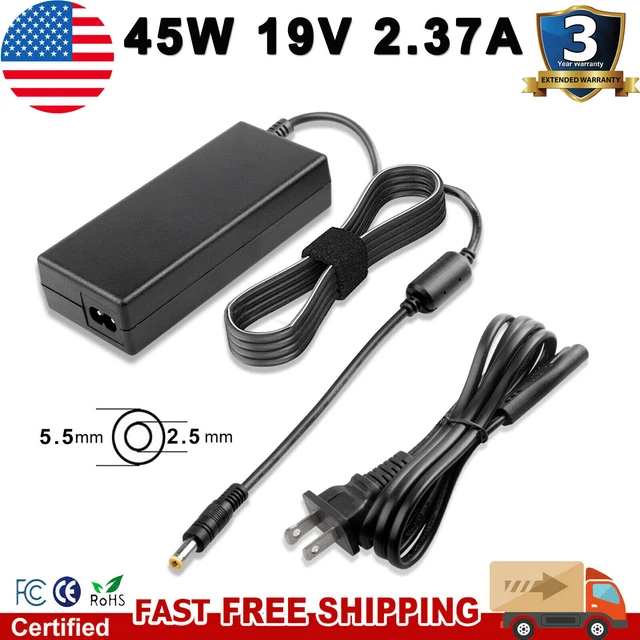 19V 2.37A Laptop Charger AC Adapter Power Cord Supply For Toshiba Satellite