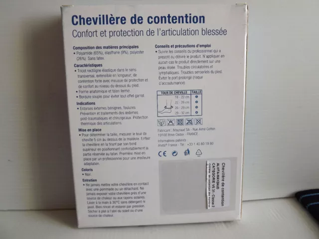 ALVITA Chevillière de contention Taille 1 Coloris Noir NEUF 2