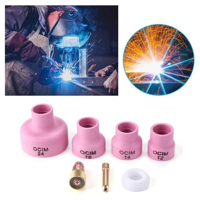Kit Torche Soudage WP - Lentille Gaz Verre + Pince Cuivre - Pour WP-17/18/26 - Compatible Aiguilles Tungstène 1.6-3.2mm