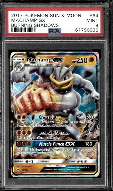 2017 Pokemon Sun & Moon Burning Shadows Machamp Gx 64 PSA 9 MINT