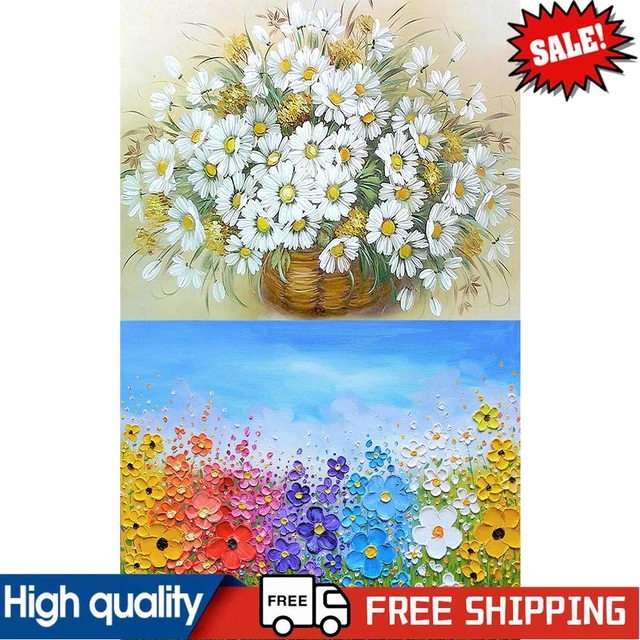 Frameless Oil Paint By Numbers DIY Flower Picture Craft for Home Living Room