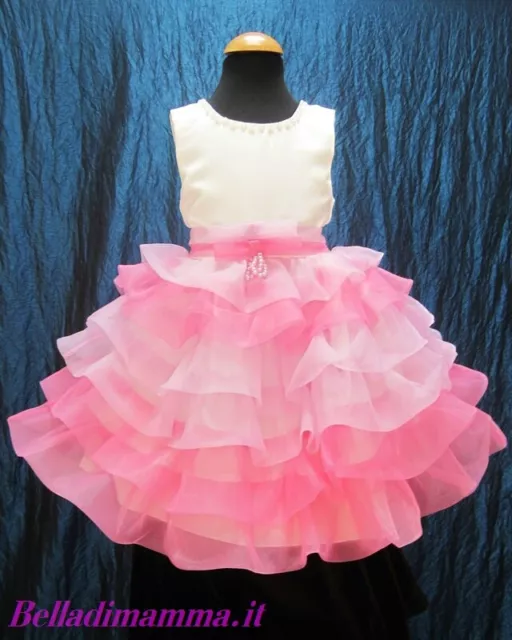 Abito Vestito Cerimonia Damigella Bimba BellaDiMamma TG. 86 / 92 (1-2 Anni)