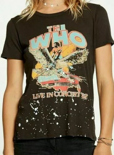 Chaser Gray Graphic Tee THE WHO Live in Concert 82 T-Shirt Woman's Sz Small