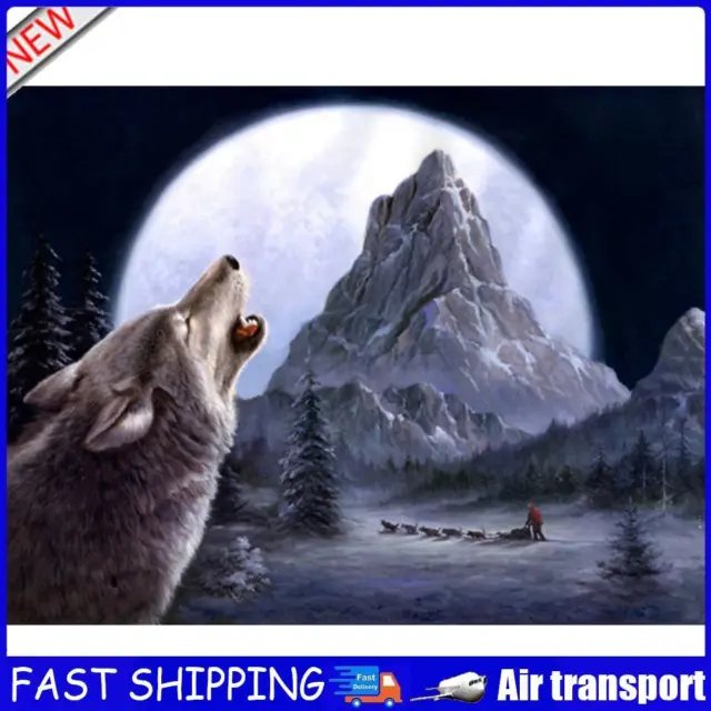 (DE4542) 5D DIY Full Drill Diamond Painting Howling Wolf Cross Stitch Embroidery