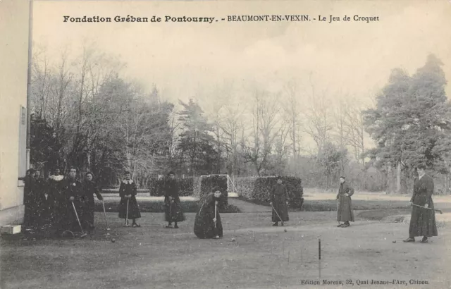 Cpa 95 Beaumont En Vexin Fondation Greban De Pontourny Le Jeu De Croquet