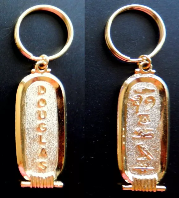 DOUGLAS Egyptian Theme Keychain / English Name / Ancient Hieroglyphs: DOUGLAS