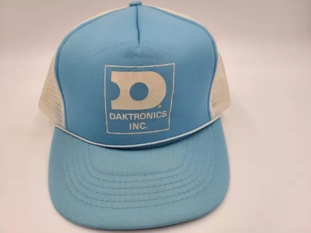 Vintage Daktronics Inc Mesh Trucker Snapback Hat Cap Electronics 80s Blue White Vintage Daktronics Inc Mesh Trucker Snapback Hat Cap Electronics 80s Blue White