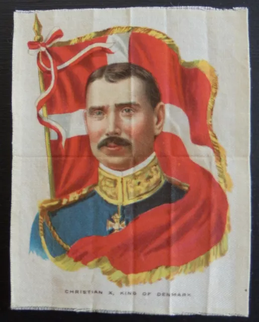 CHRISTIAN X KING OF DENMARK Ruler with Flag 1910 Imperial Tobacco SILK SC9