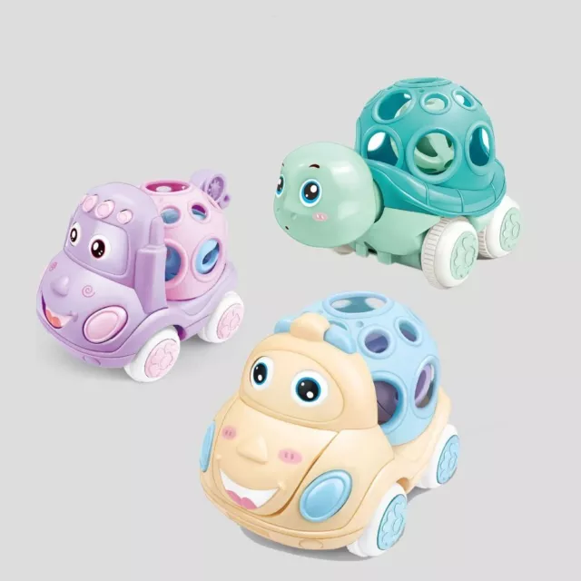 Inertia Baby Toys Soft Rubber Rattle Roll Car Small Animal Car  Children's
