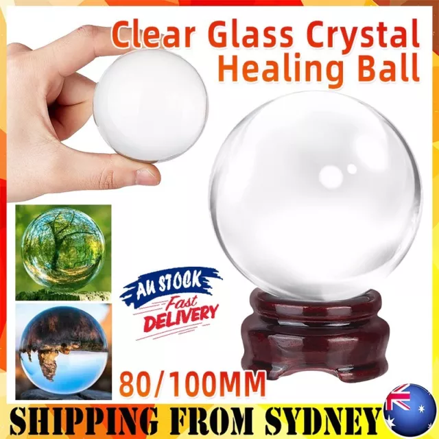 80mm Clear Glass Crystal Healing Ball Photography Lens Ball Sphere Decoration AU