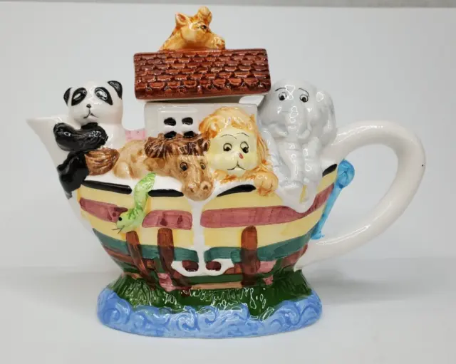 Vintage Noah's Ark Teapot New World Specialties Ceramic NIB 1995