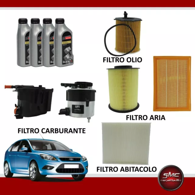 Kit Tagliando Ford Ecosport 1.5 Tdci 4 Filtri + 4 Litri Olio Originale Ford 5W30