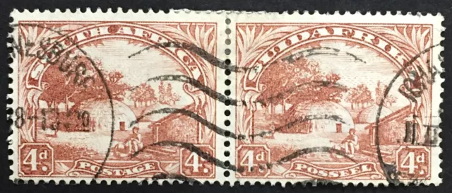 Rare 1936 South Africa 4d Brown SG46ca Pair Used Variety "Monkey in Tree"