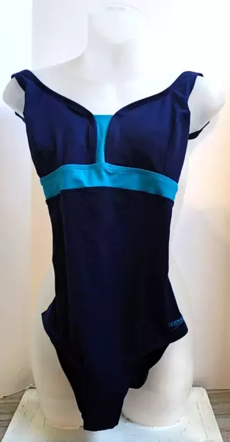 SPEEDO ENDURANCE Color Block Crossback One Piece Swimsuit 7235016 Size 6