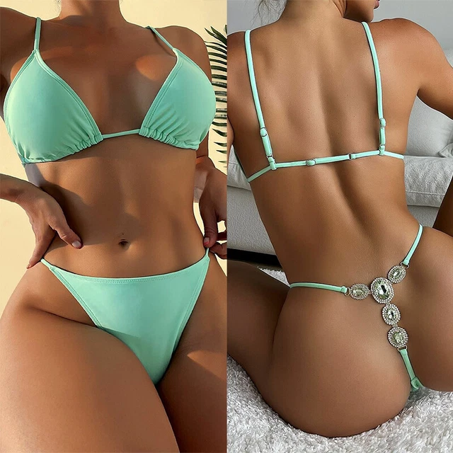 Costume Da Bagno Da Donna In Micro Bikini Con Perizoma Brasiliano Sexy ♪