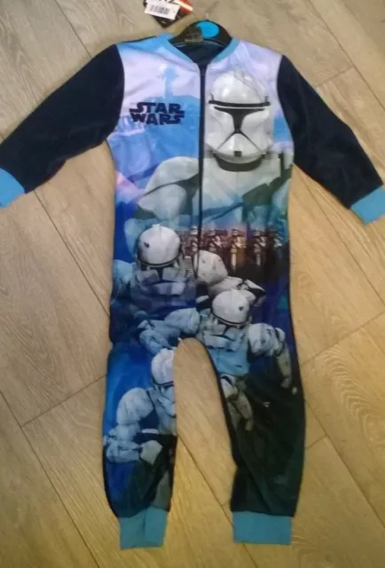 Star Wars Azul Una Pieza Ropa de Noche Pijama Traje de Dormir NUEVO Niños y Niñas Edad 2 3 4