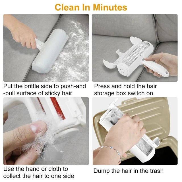 Red Pet Hair Lint Remover Dog Cat Cleaning Brush Reusable Roller Sofa Carpet 5