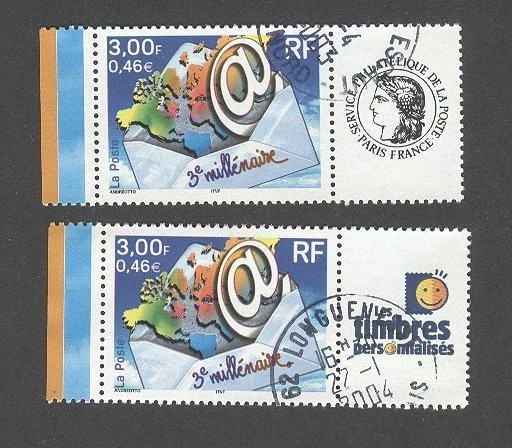 France - Timbres Personnalisés oblitérés N°3365B - Cachets ronds - TB