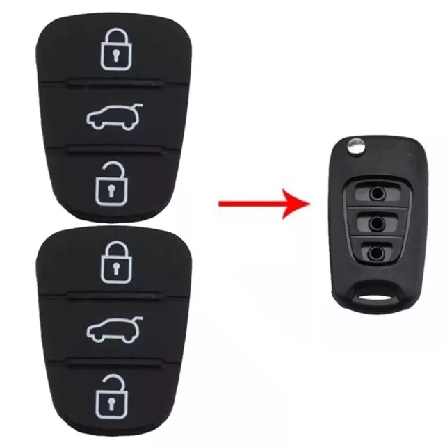 Housse étui porte-clés coque caoutchouc pour Hyundai I10 I20 I30 (noir) 3 bout