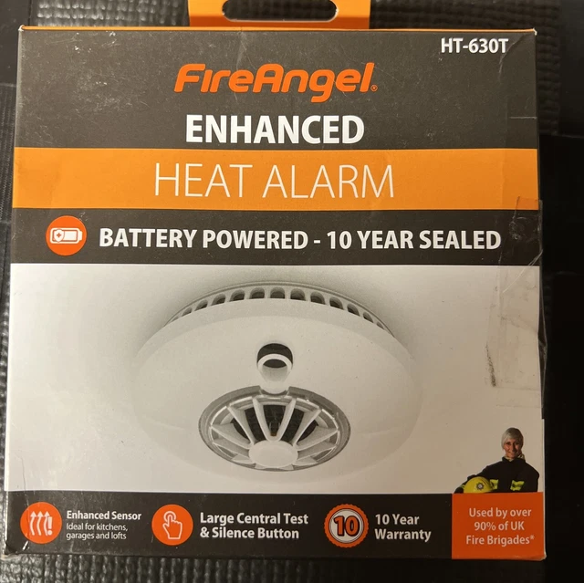 FireAngel Hw1-pf-t Rilevatore Di Calore Con Batteria 9V Di Backup - 85dB, Interconnessione, Garanzia 5 Anni, Per Cucina E Garage