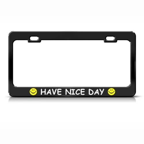 Metal License Plate Frame Smiley Face Smile Car Accessories Chrome