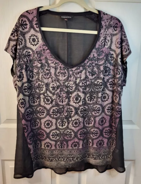 Rock & Republic Women's Top Blouse Size XL Black, Purple, Gray