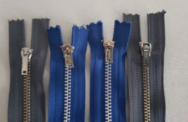 4 Metal Jean Style Zips Mixed Colours ~  YKK~ OPTI  Mixed length