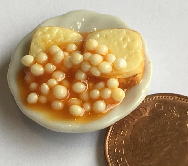 Nourriture Miniature 1:12 Pour Maison De Poupées - Assiette De Jambon, Œuf, Frites - Fait Main UK