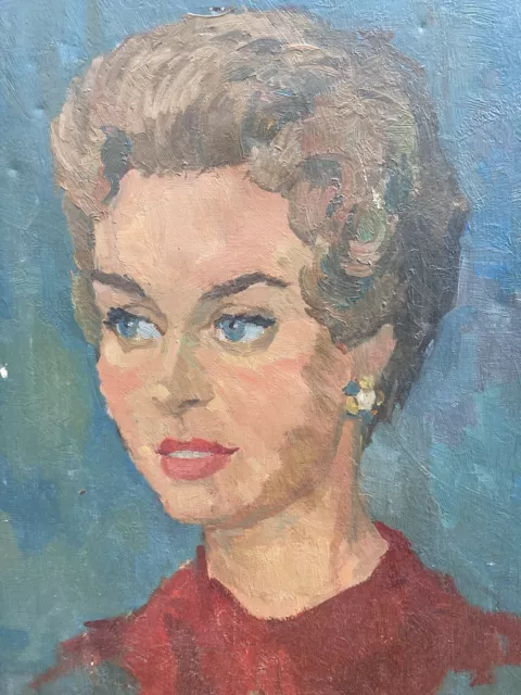 Très Belle Peinture Huile Sur Toile 1950 Jeune Fille portrait femme Angel Art