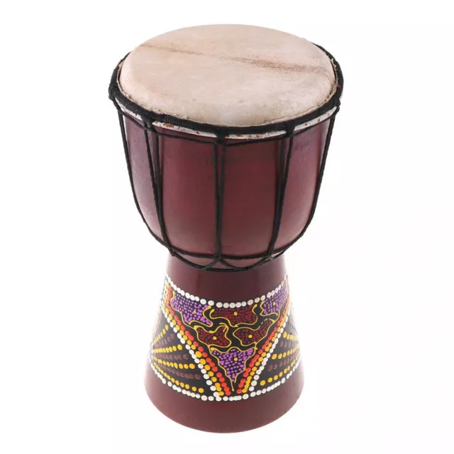 6in African Djembe Drum Hand-Carved Solid-Wood Goat-Skin Traditional N6J8