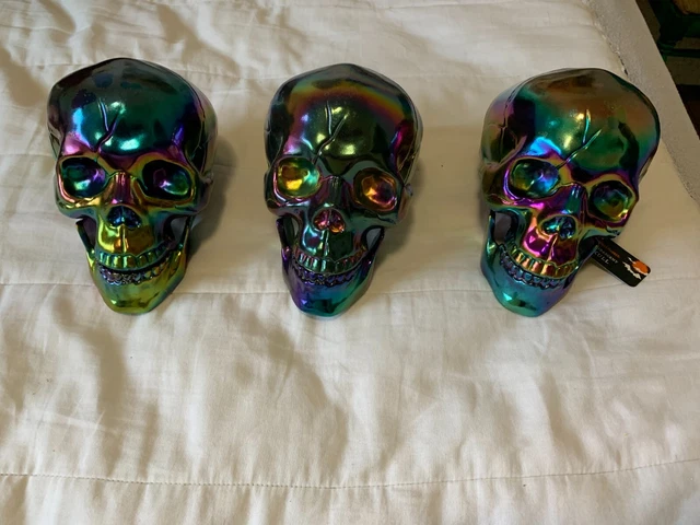 Lot of 3  8"x7" inches Dias de los muertos skull made out of plastic