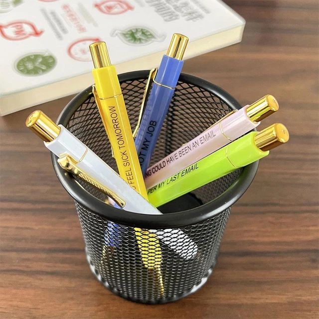 ·5X Funny Pen Swear Word Pen Set Black Ink Writing Funny Office Diary Pen Z2M6