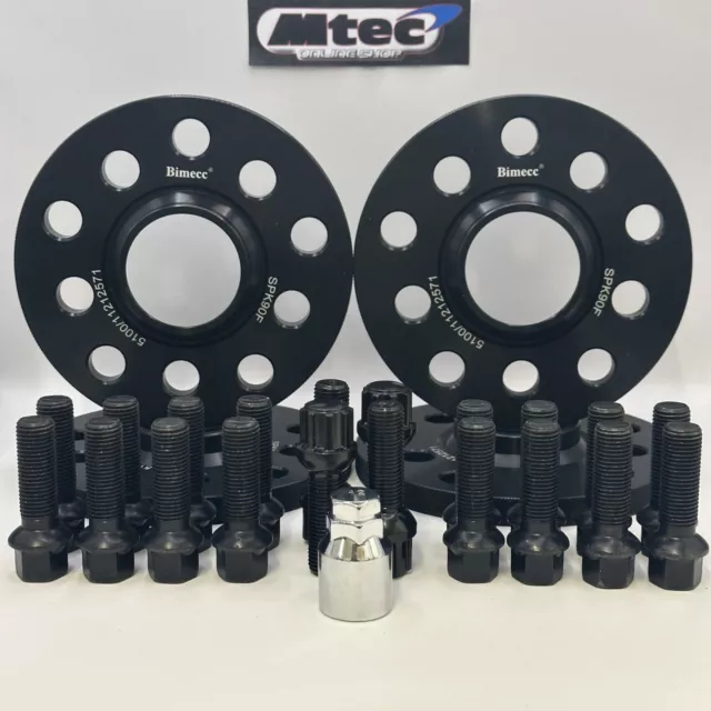 AUDI TT 15mm & 20mm Black Bimecc Hubcentric Wheel Spacers,  Bolts & Locks,