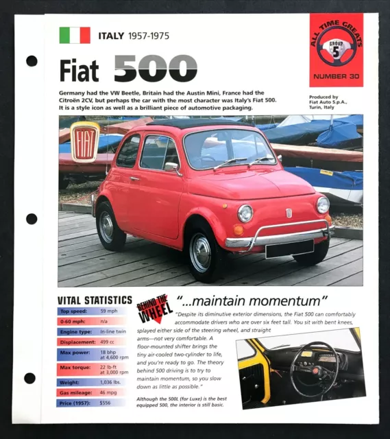 1971 Fiat 500L Coupe Unique Imp Brochure