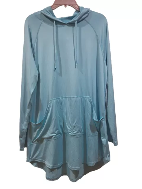 Laguna Hooded Sun Protection Cover-Up Dress Light Blue Women's Size Large NEW