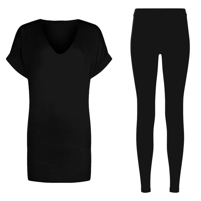 T-shirt donna longline baggy oversize top & leggings set coordinate 2 pz tuta