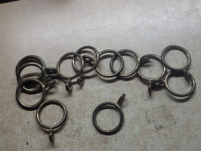 Lot Of 12 Antique Miniature Round Brass Victorian Curtain Hooks Hangers