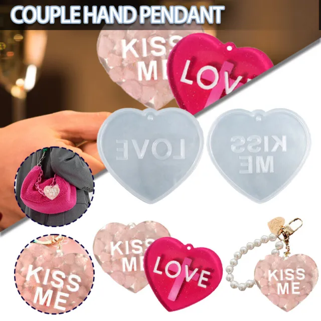 Heart Shape Pendant Silicone Mold DIY Valentine's Day Earrings Charms Resin  Casting Mold Couple Keychain Jewelry Making Tools