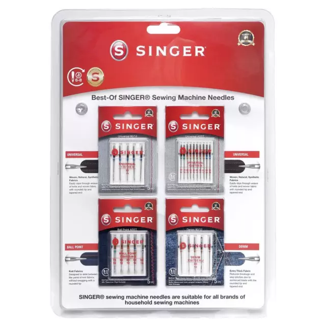 Singer Best-Of Nähmaschinen Nadel-Set (4 Blister/ 25 Nadeln) Singer Nähmaschine