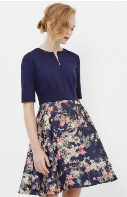 Ted baker navy and gold dress hotsell